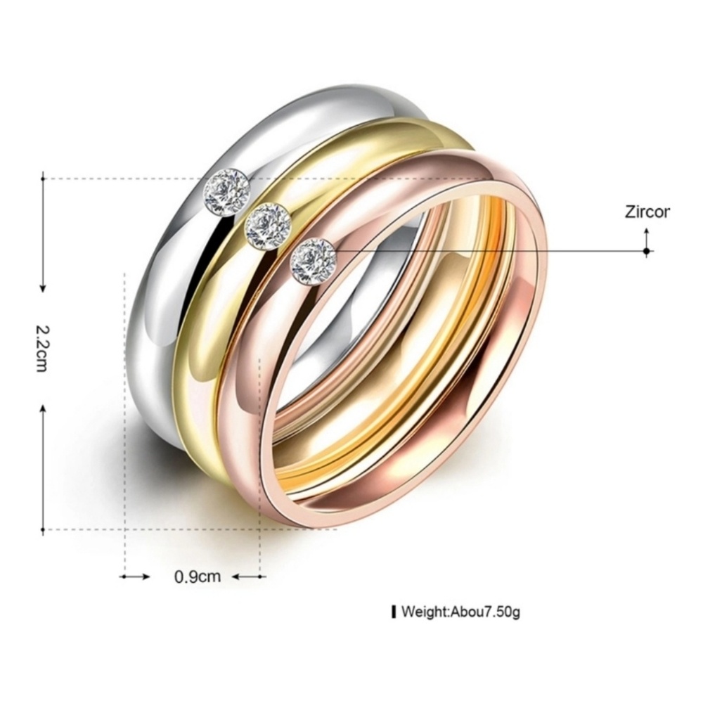 💟LAST 1 (Size 8)💟GP Set of 3 SS  ringswith CZs - Picture 2 of 5