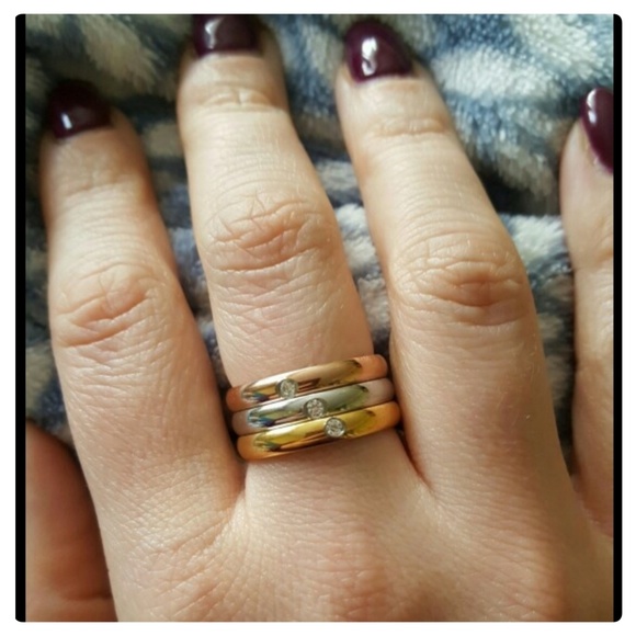 💟LAST 1 (Size 8)💟GP Set of 3 SS  ringswith CZs - Picture 3 of 5