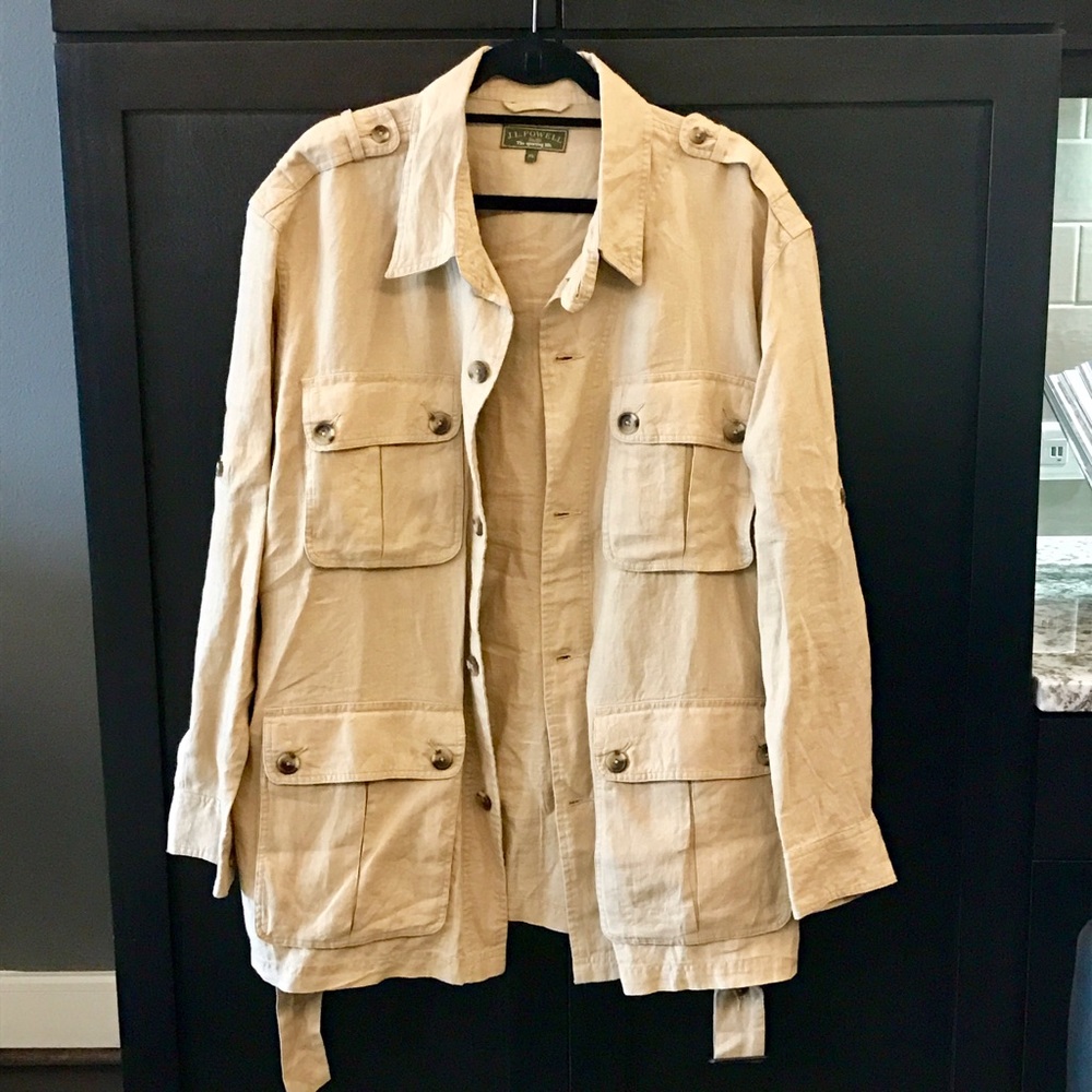 Men's Never Worn J.L. Powell Linen Trench Jacket