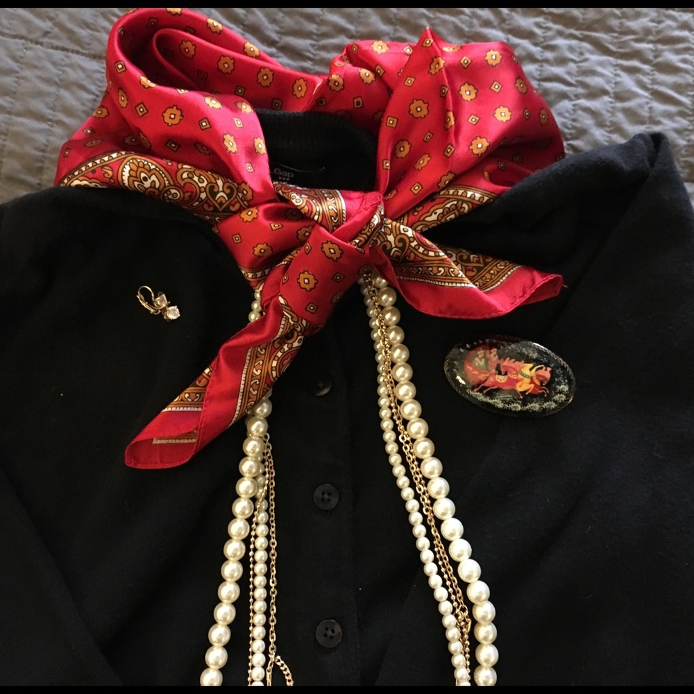 Vintage red and gold scarf