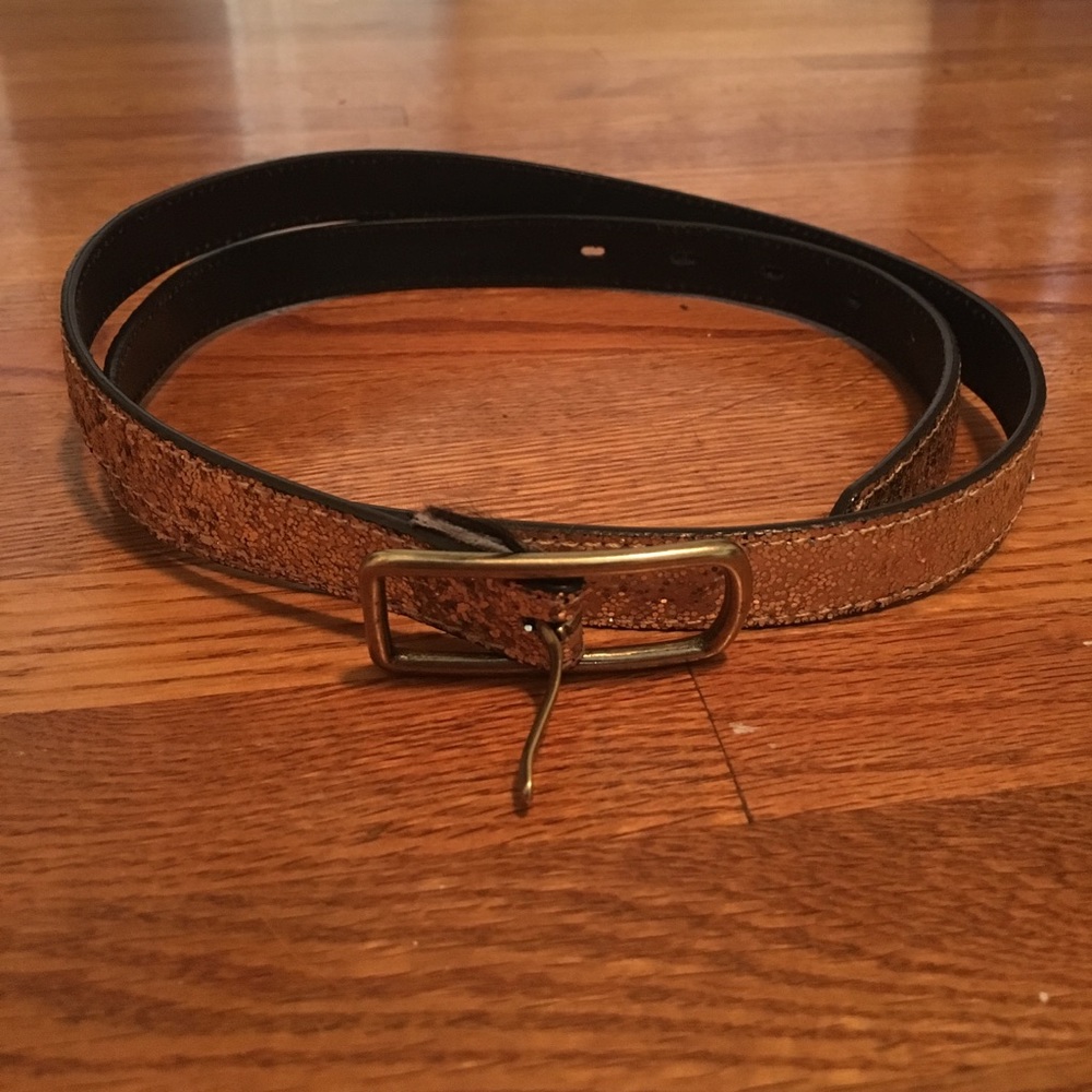 J. Crew Gold glitter skinny belt
