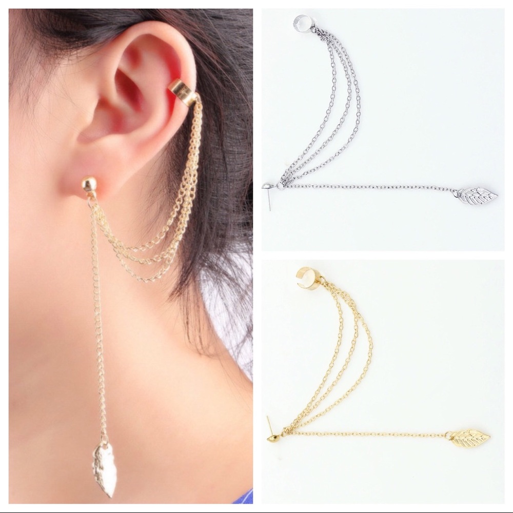 💕2 for $10💕Dangle earring with Leaf & Ear cuff