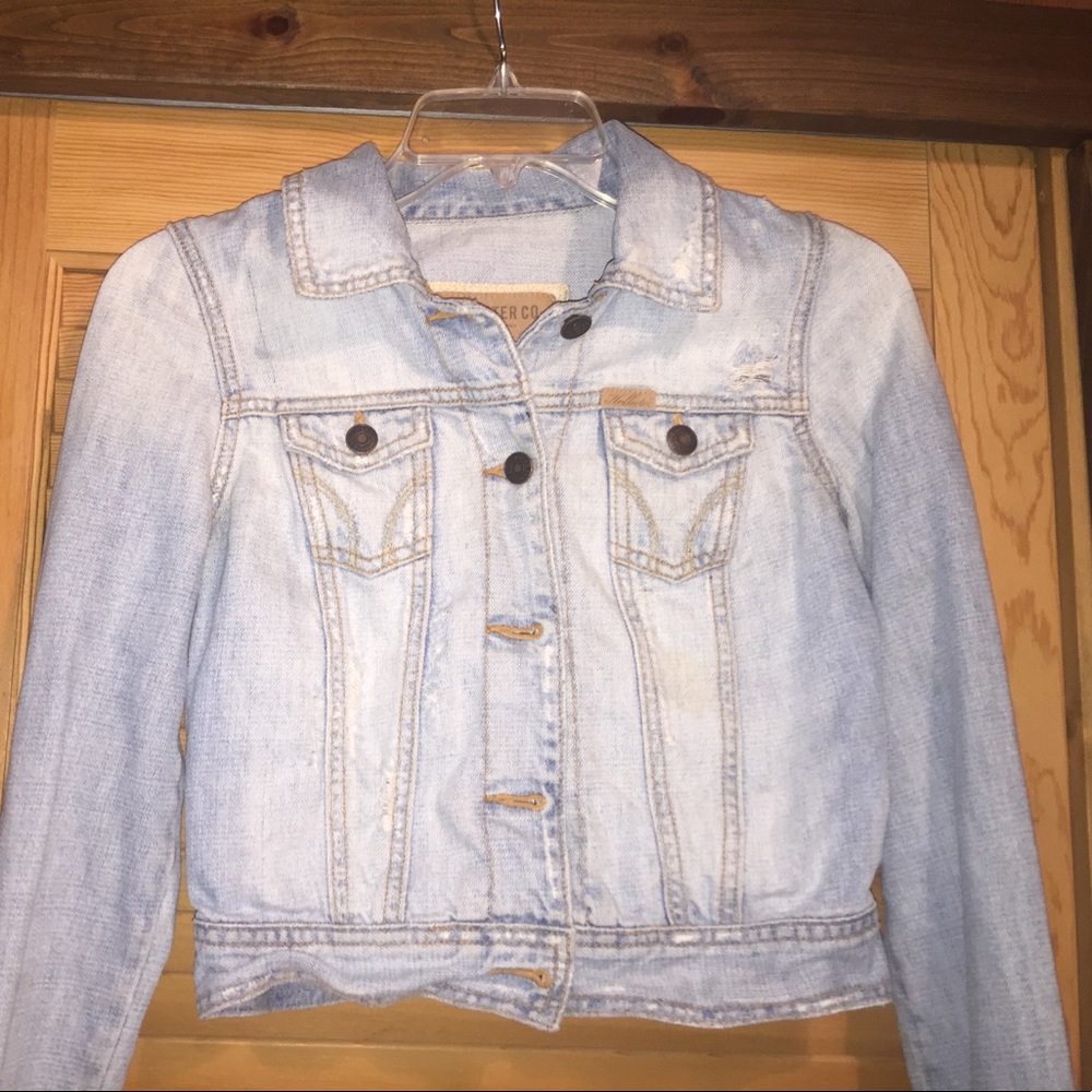Distressed light jean jacket