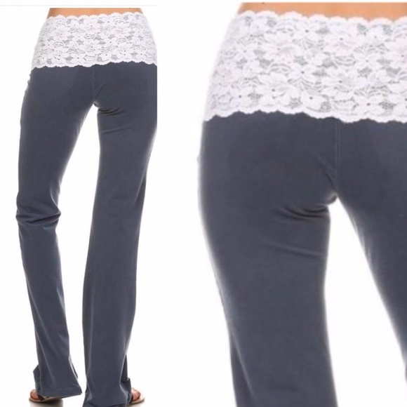 ❌SOLD OUT❌ Lace Waist Yoga Pants Not see through - Picture 3 of 7