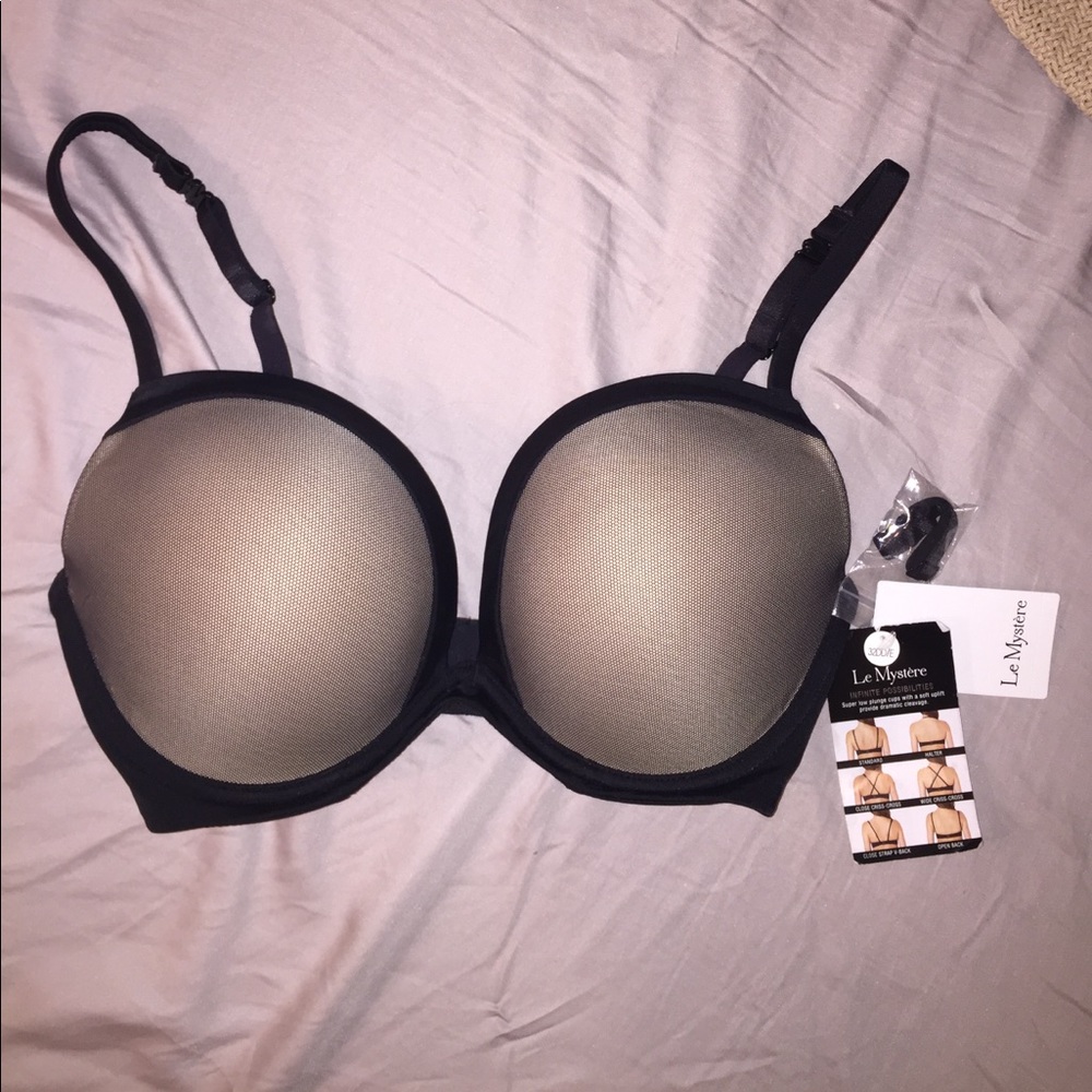 NWT Le mystere black multiway plunge bra 32dd/e