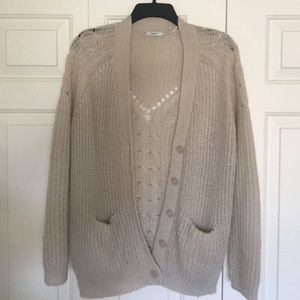 Beige button up knit sweater