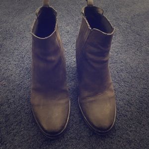 All Saints Grey Leather Ankle Boots