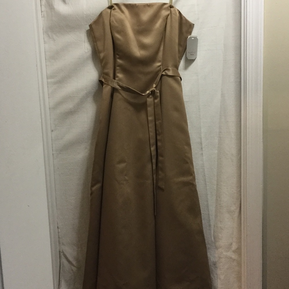 Adrianna Papell Gold Satin Strapless Dress