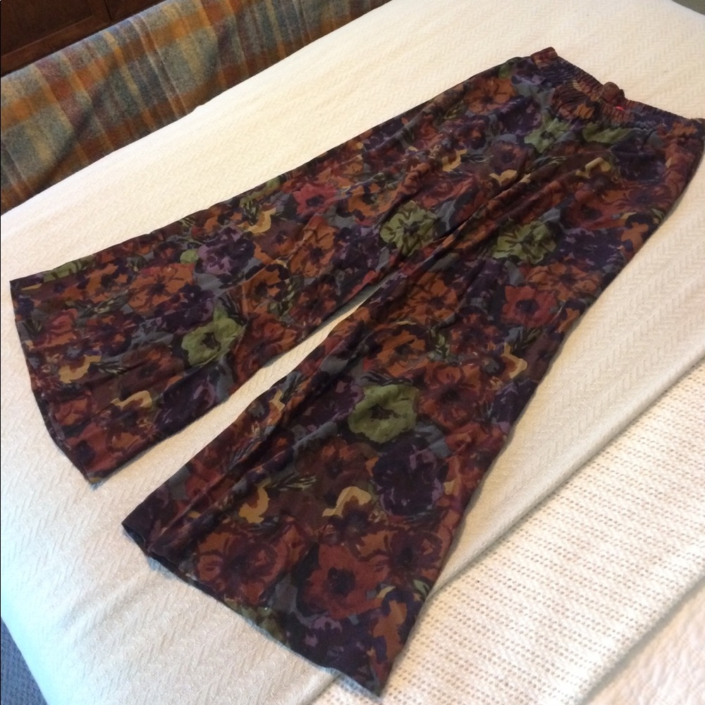Anthropologie Wide Leg Floral Trousers