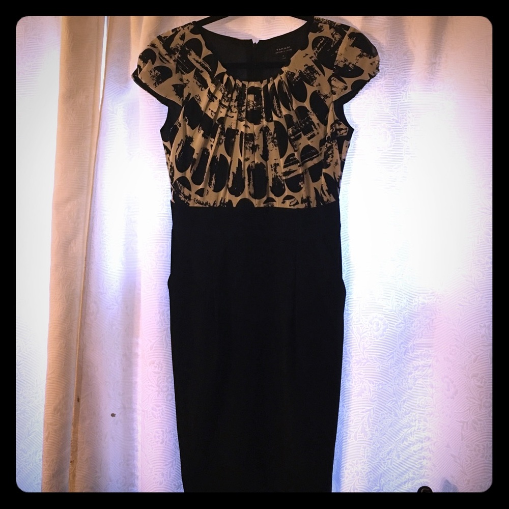 Tahari black and white midi Dress