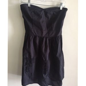 navy blue strapless dress