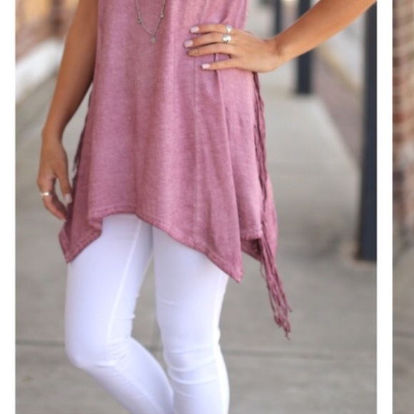 💖🎉HOST PICK🎉Mauve side fringe top💖 - Picture 5 of 7