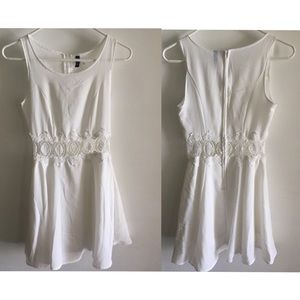 white lace cutout dress