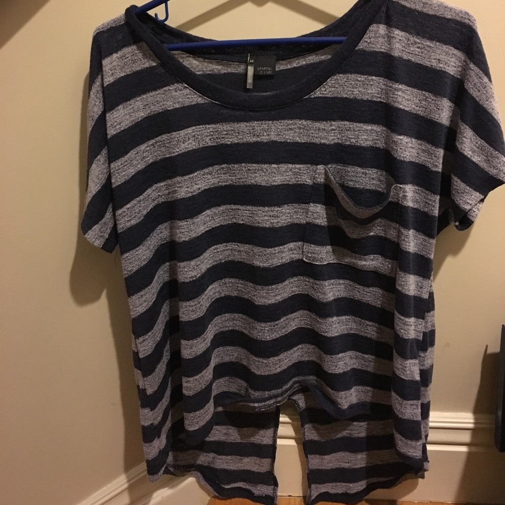 Striped knit tee with slit back
