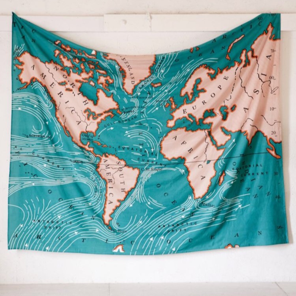 World map tapestry