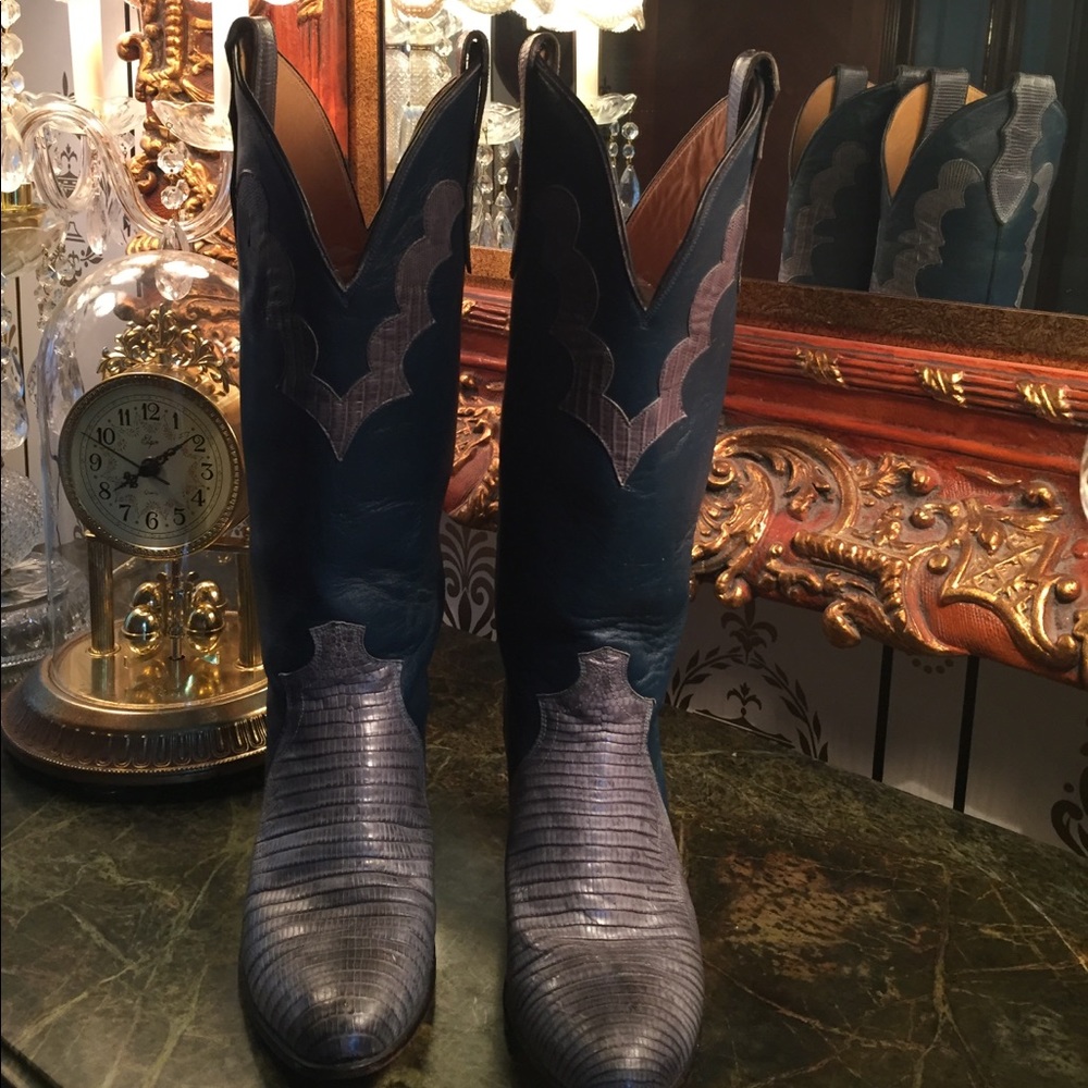 Justin Leather Western Cowgirl Boots Size 6 1/2 B