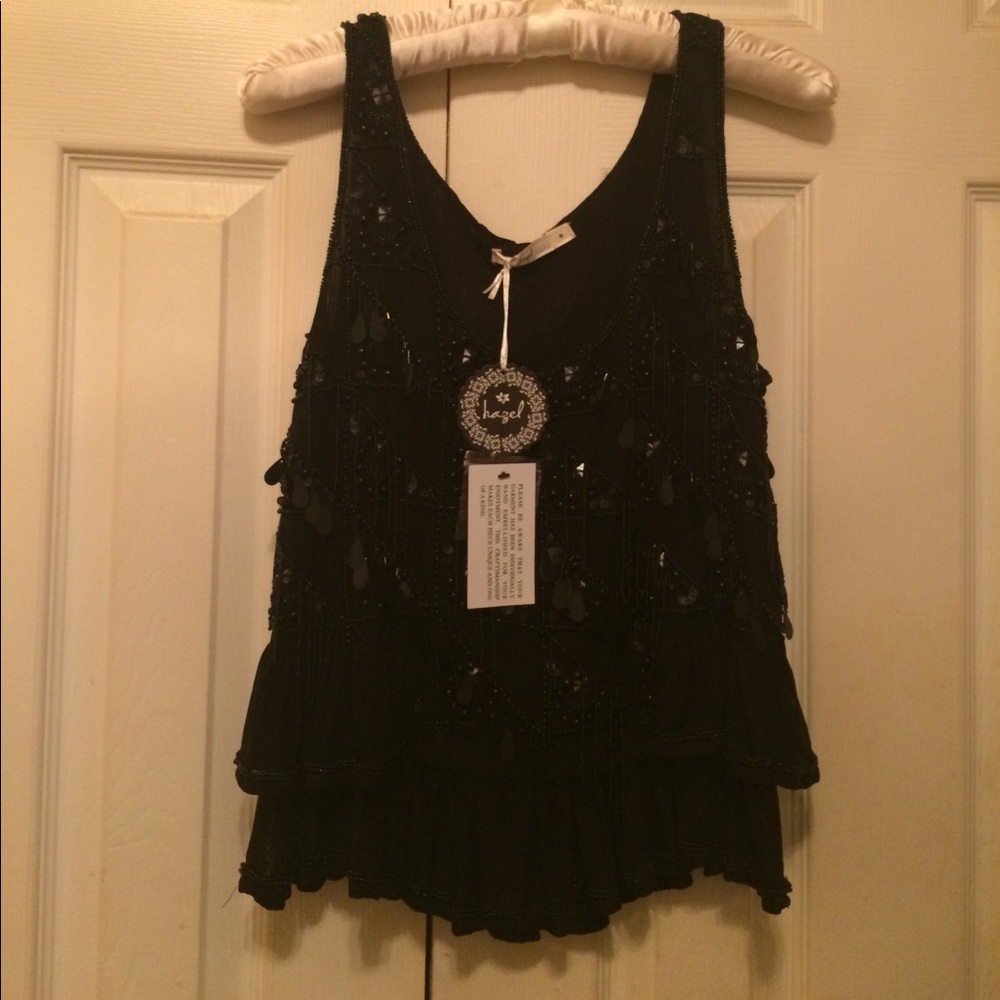 HAZEL beaded black top