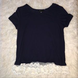Navy Lace Bottom top!