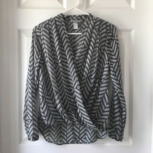 H&M sheer black and white blouse.