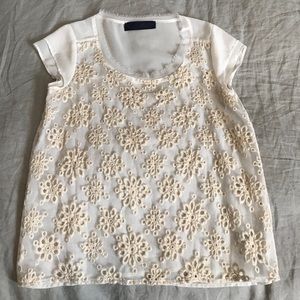 White blouse with gold floral detail