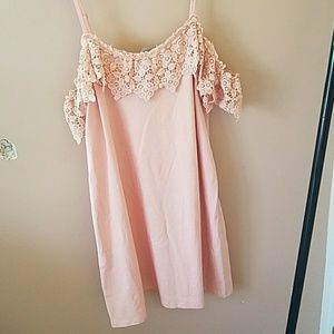 asos blush pink off the shoulder dress