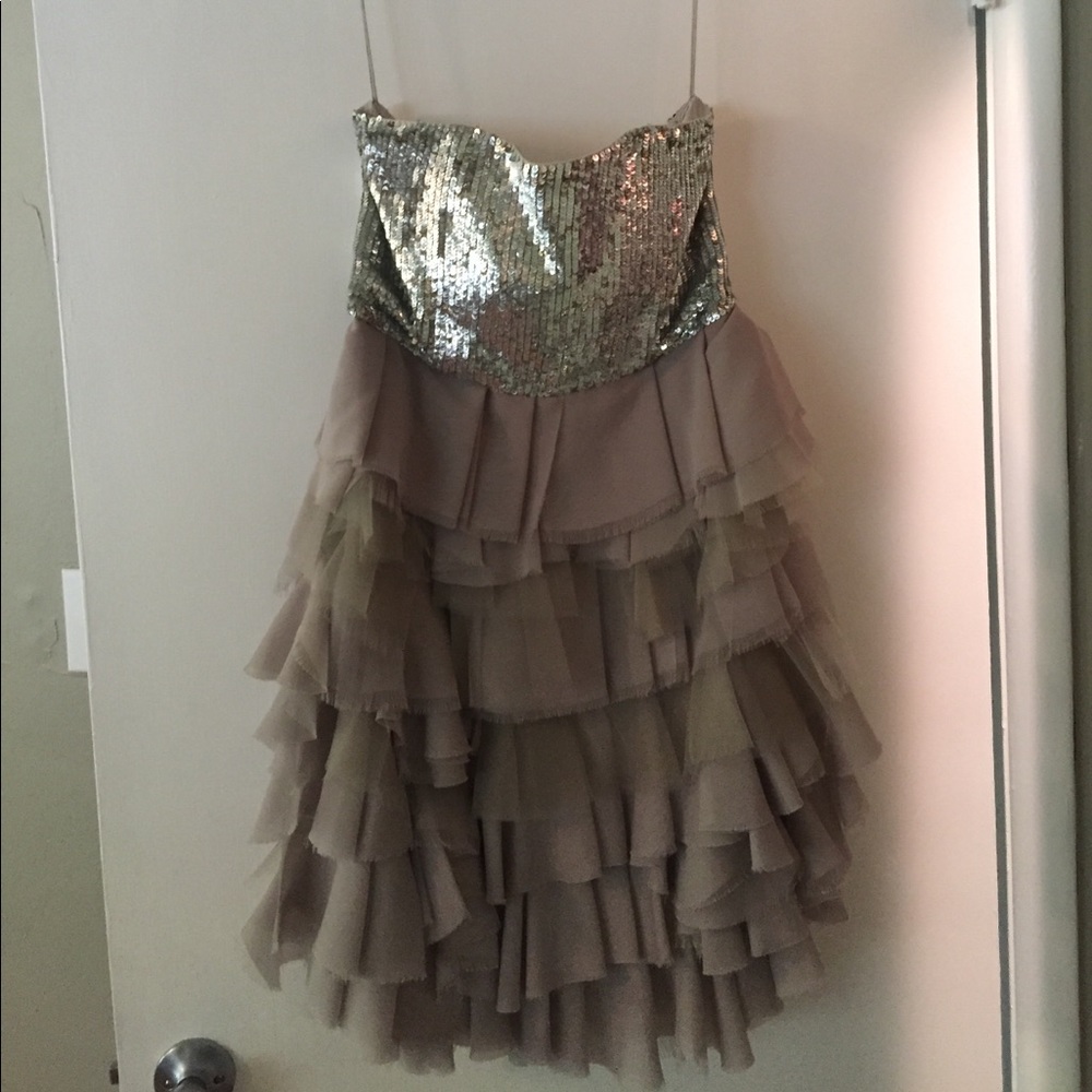 Strapless silver Alice & Olivia dress
