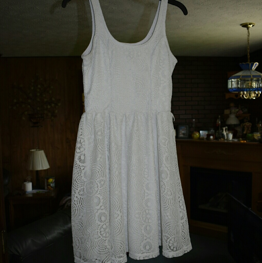 White Vanity Dress with detailed overlay