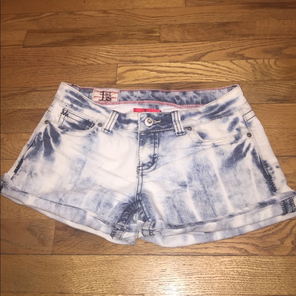 Distressed high waisted jean shorts