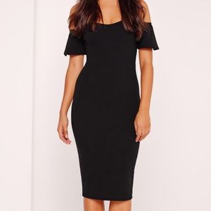 Black bardot midi dress size 4 from Missguided