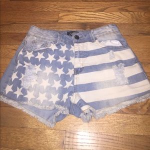 American flag high waisted Jean shorts