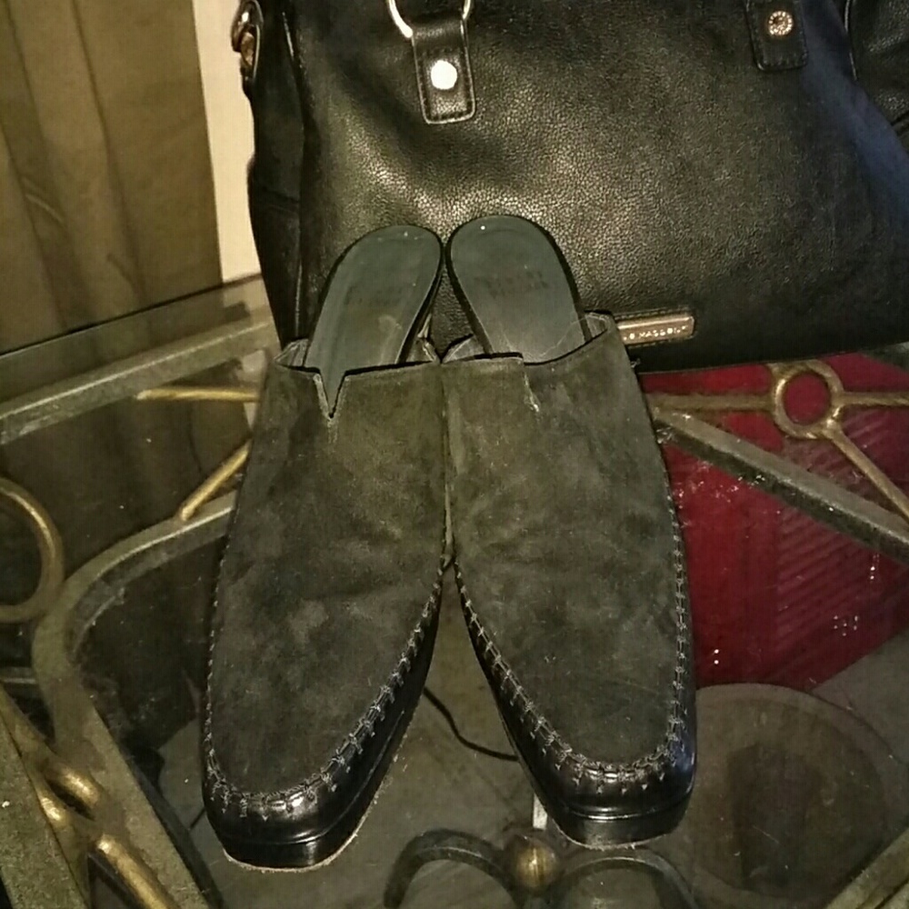 Stuart Weizmann Black Suede leather Mules