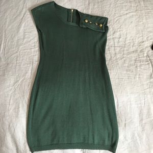 Lightweight sweater dress with gold button detail