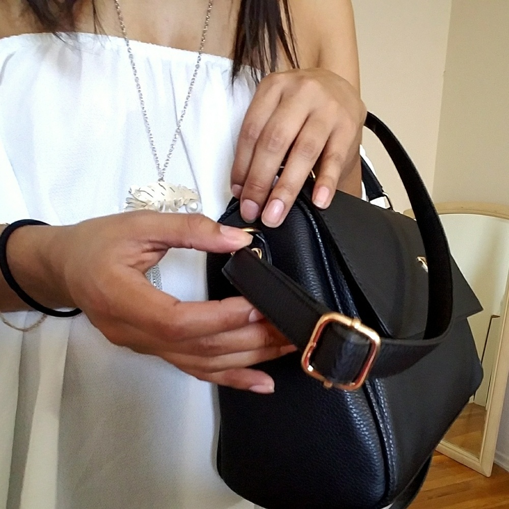 🆕BLACK MESSENGER BAG TOTE - Picture 3 of 7
