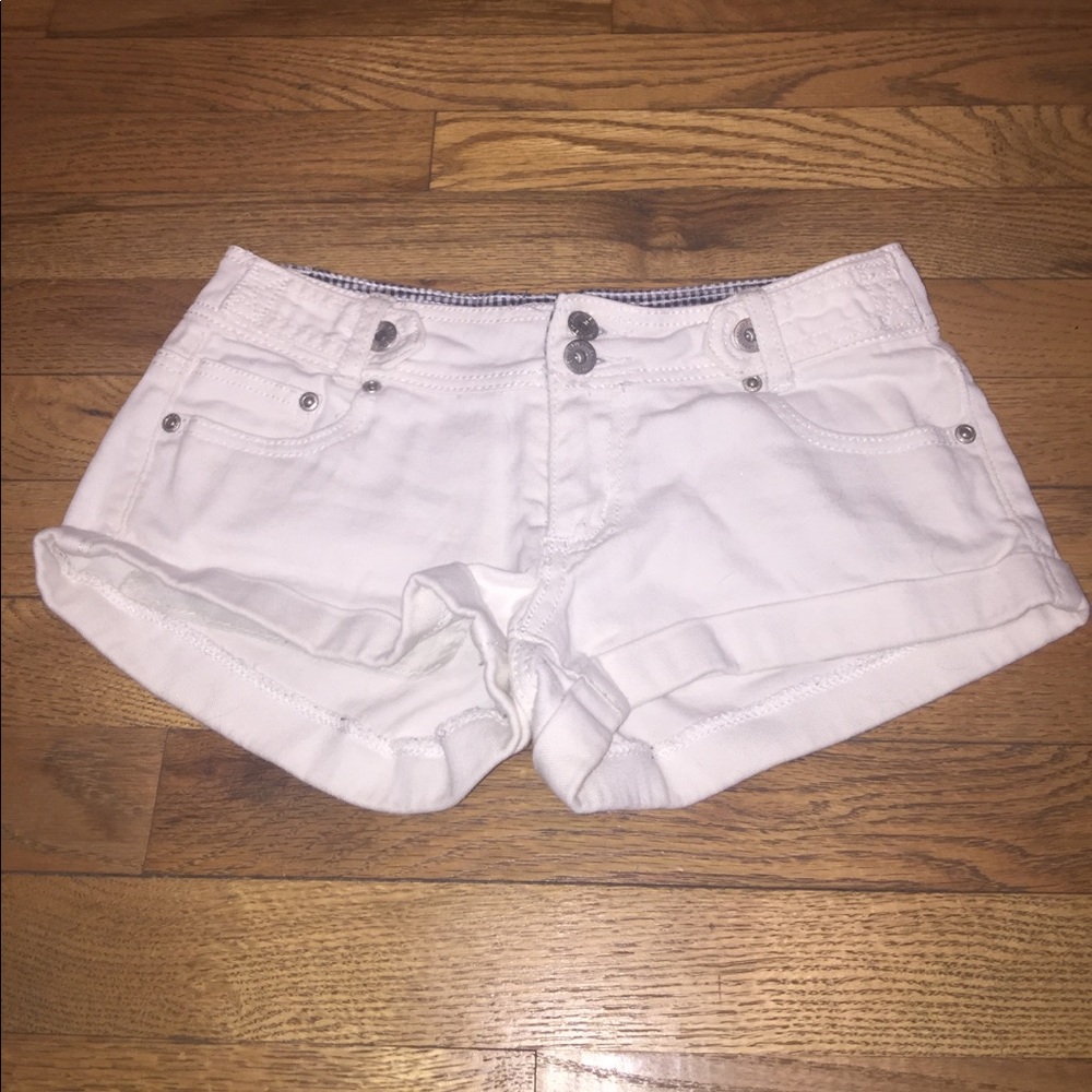 Low rise white jean shorts
