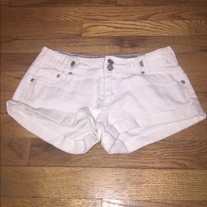 Low rise white jean shorts