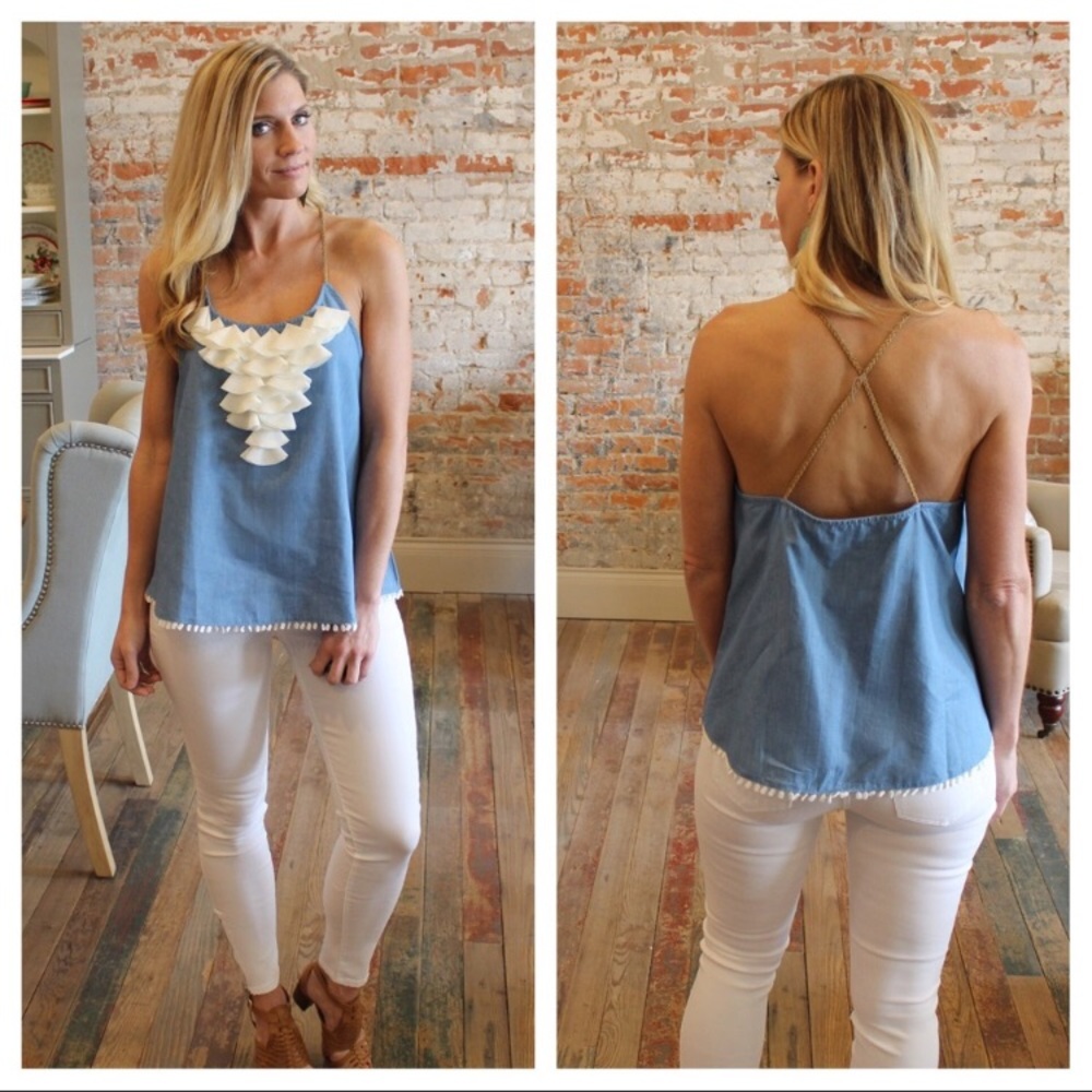 🎉 HP 🎉Gorgeous Denim Petal Top - Picture 3 of 3