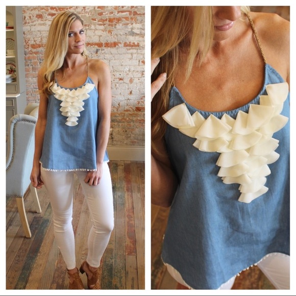 Infinity Raine Tops - 🎉 HP 🎉Gorgeous Denim Petal Top