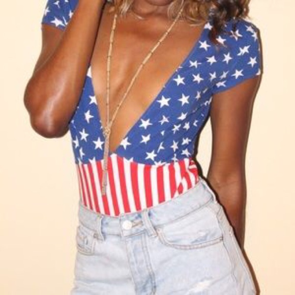 NWT American Apparel American Flag Bodysuit
