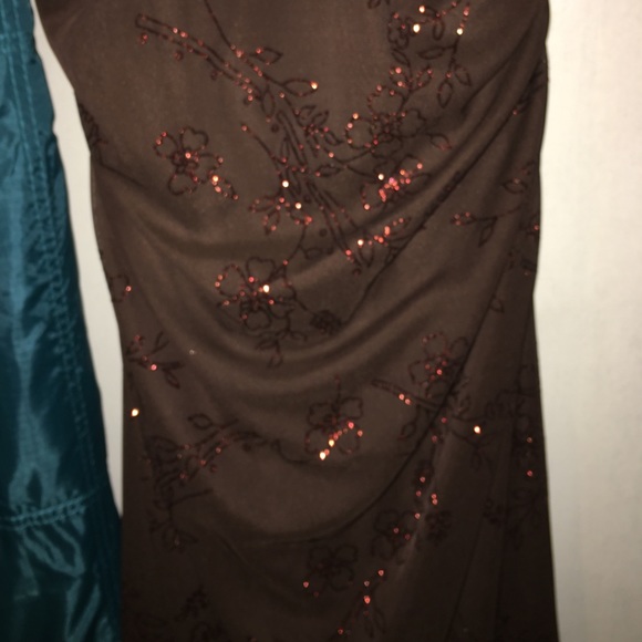 NWT Taboo size medium brown floral sparkle dress - Picture 3 of 8