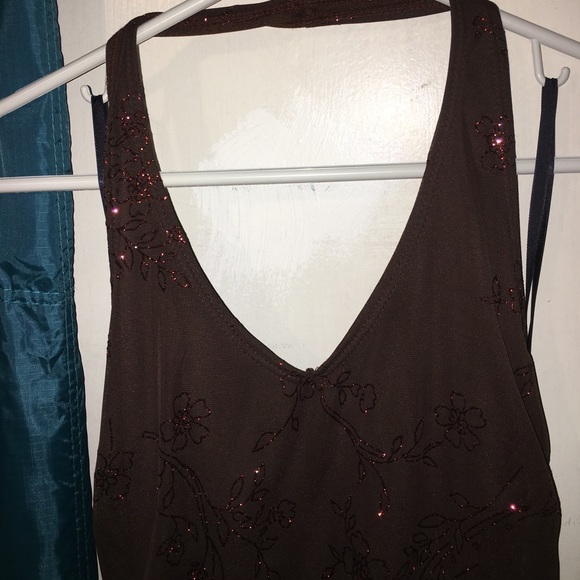 NWT Taboo size medium brown floral sparkle dress - Picture 4 of 8