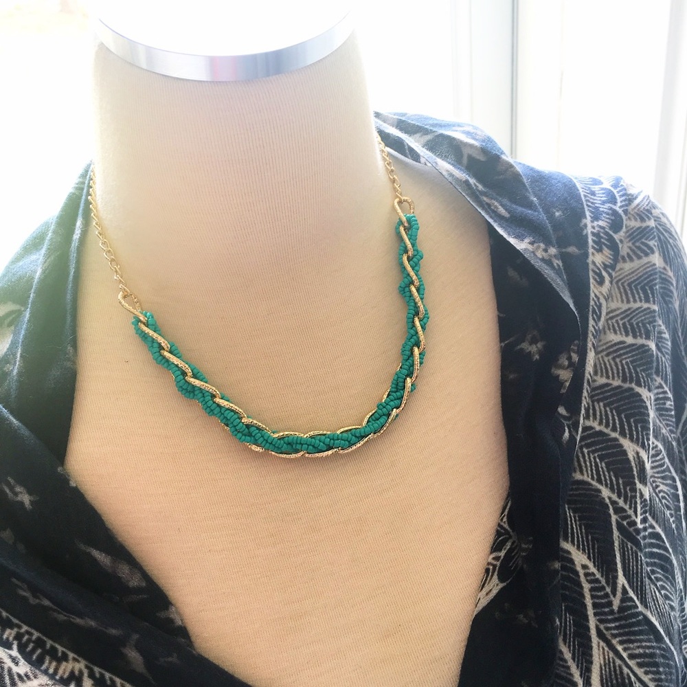 NWTs ~ Turquoise and Gold Tone Braided Necklace