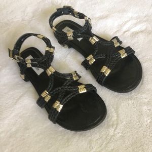 Black and Gold Gladiator Sandals