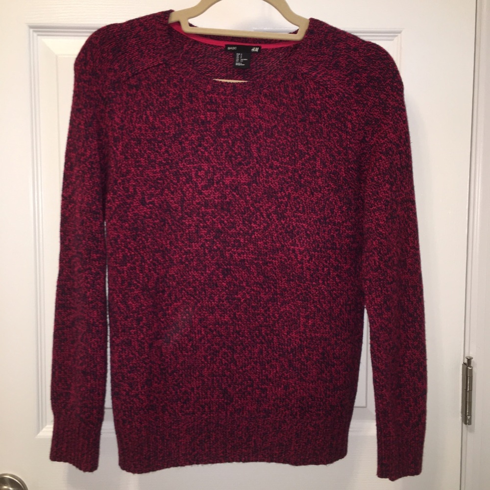 H&M Basic Red & Navy crew neck sweater