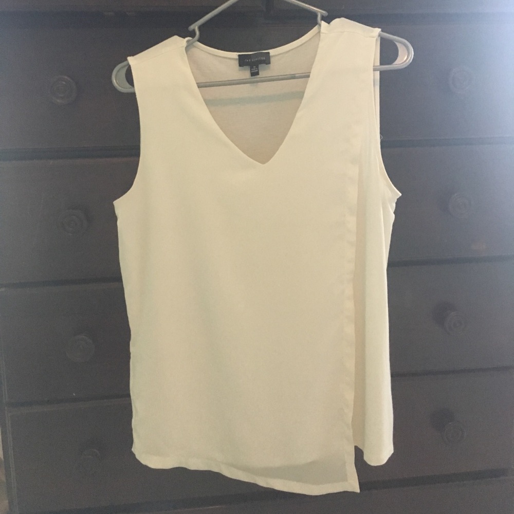 Asymmetric layered off white top
