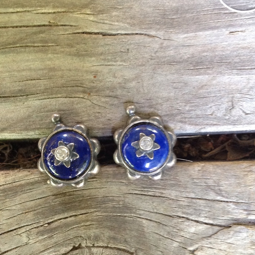 📣🎉🇺🇸 Vintage Lapis Lazuli 925 Sterling Studs