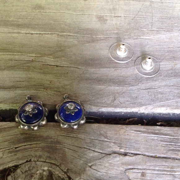 📣🎉🇺🇸 Vintage Lapis Lazuli 925 Sterling Studs - Picture 2 of 3