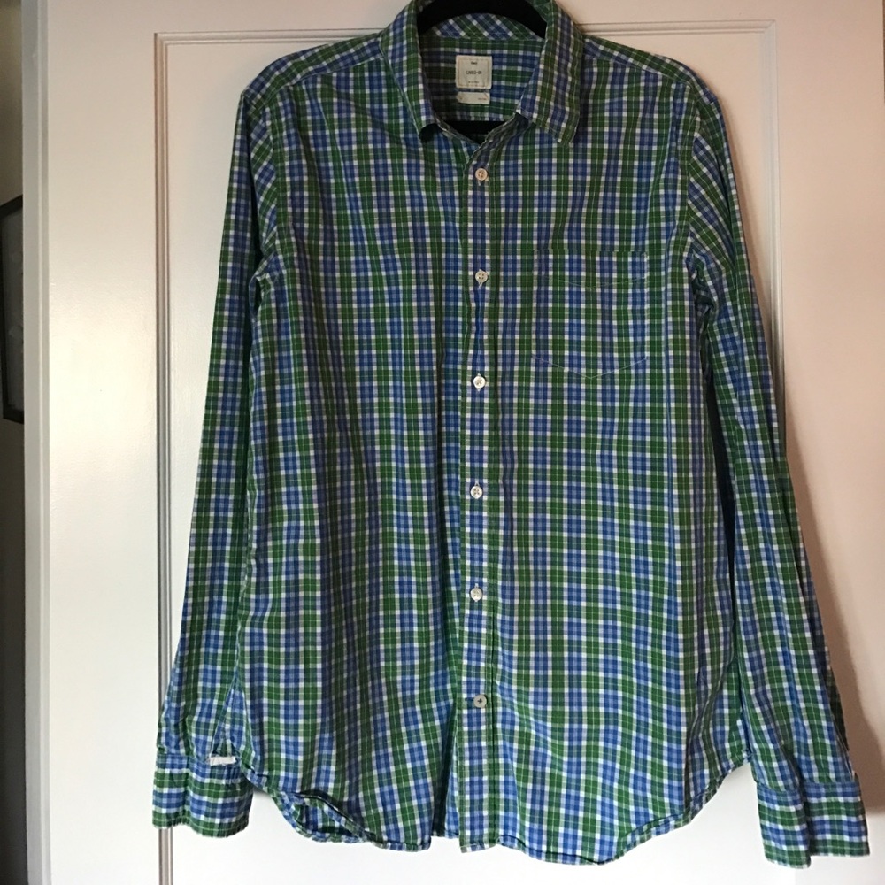 GAP. Men's Blue and green plaid, button down.