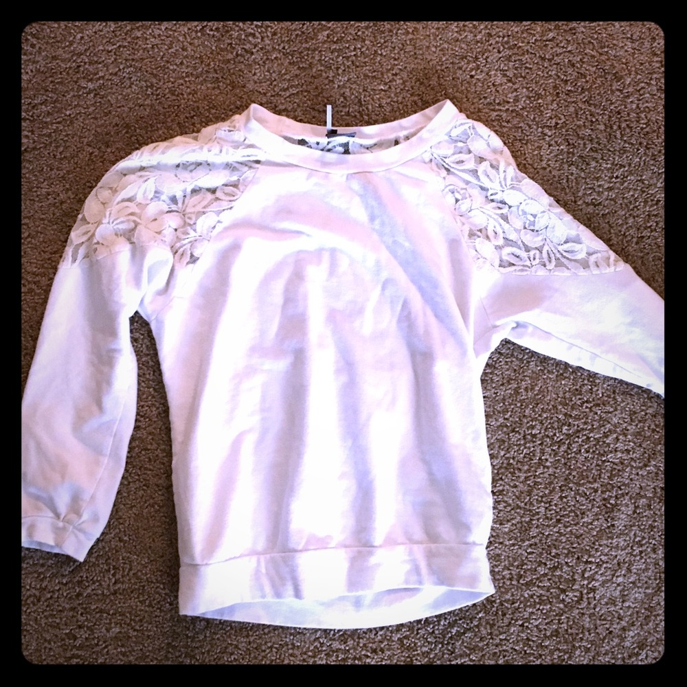 Sparkle & Fade Ivory Lace Sweatshirt