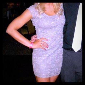 Grey Lace backless mini dress