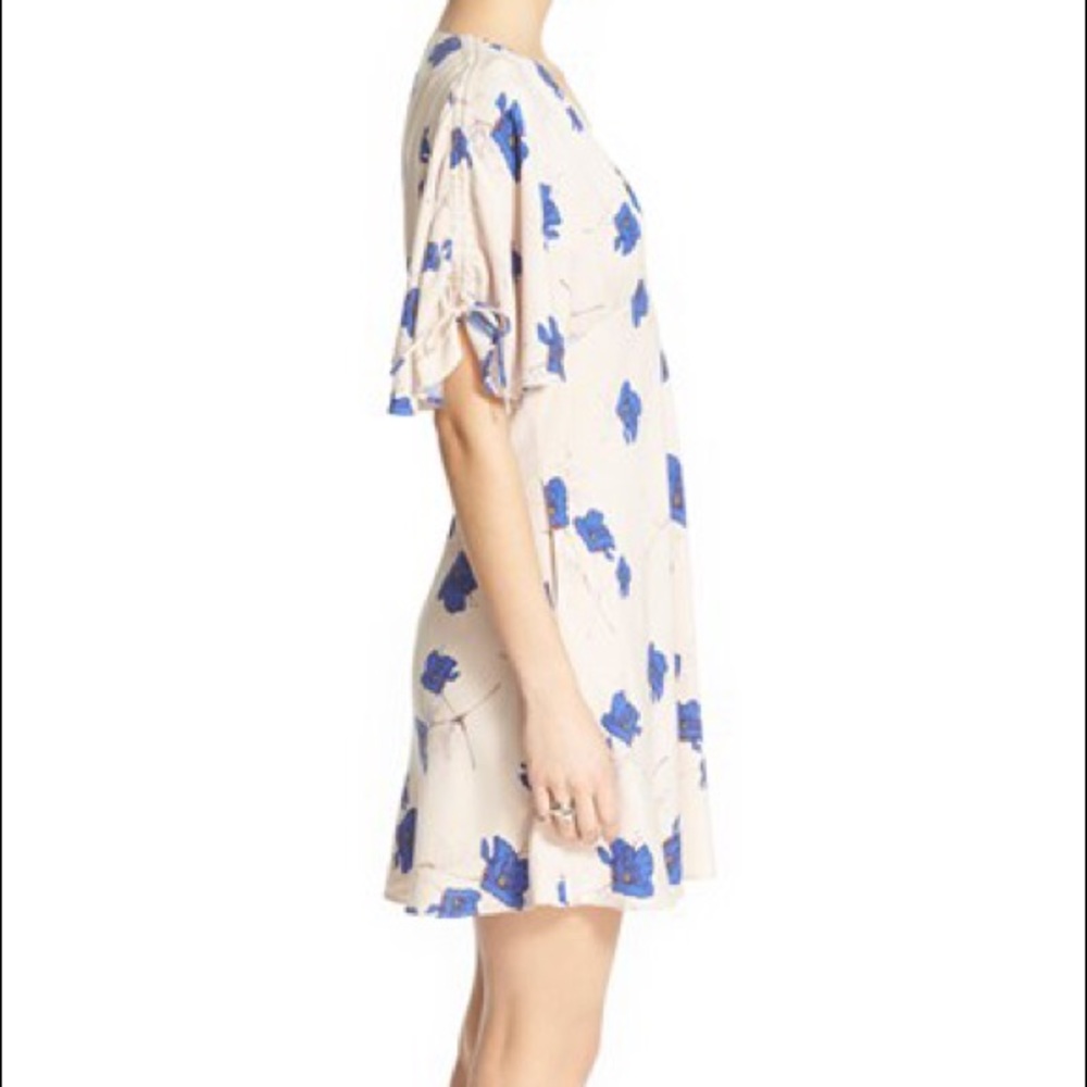 Free People plunging neckline floral mini dress - Picture 3 of 7